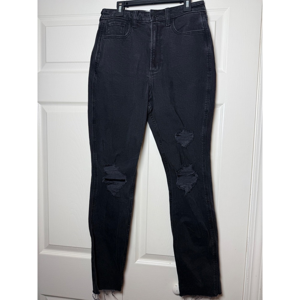 Hollister Curvy Ultra High-Rise Mom Denim Distressed Jeans 27 Long